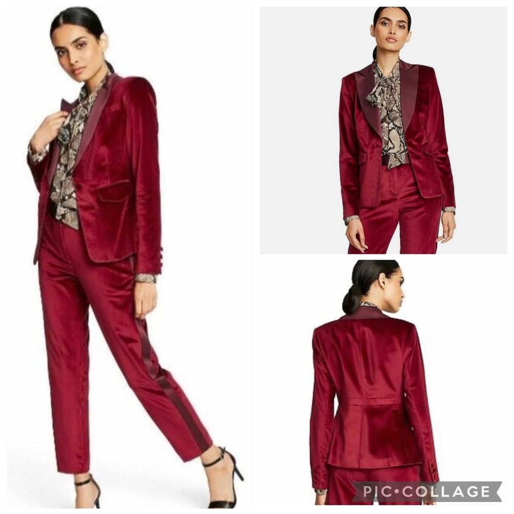 ALTUZARRA For TARGET Burgundy Red Velvet Tuxedo Blazer Satin Lapel | Small - Picture 2 of 12